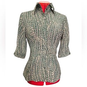 Retro Fitted Abstract Blouse